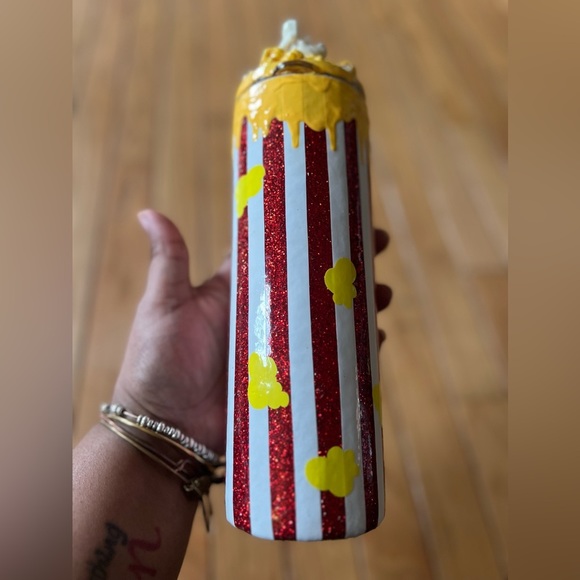 Popcorn tumbler cup 20 Ounce What’s Popping 3D Faux Popcorn Lid Steel - Picture 3 of 6